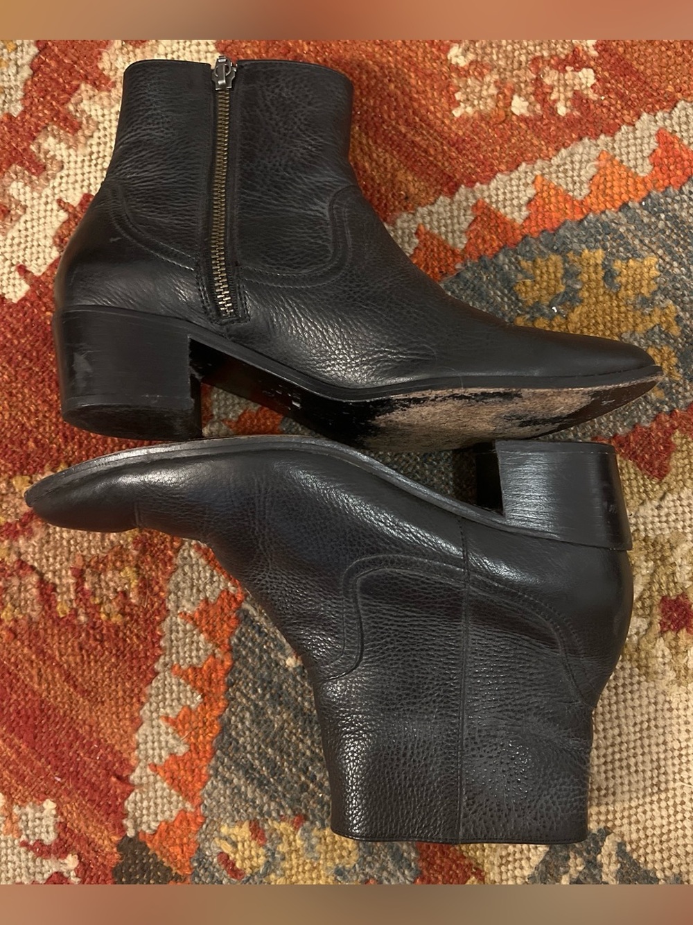 Modern Vice Black Leather Ankle Booties with Side Zip